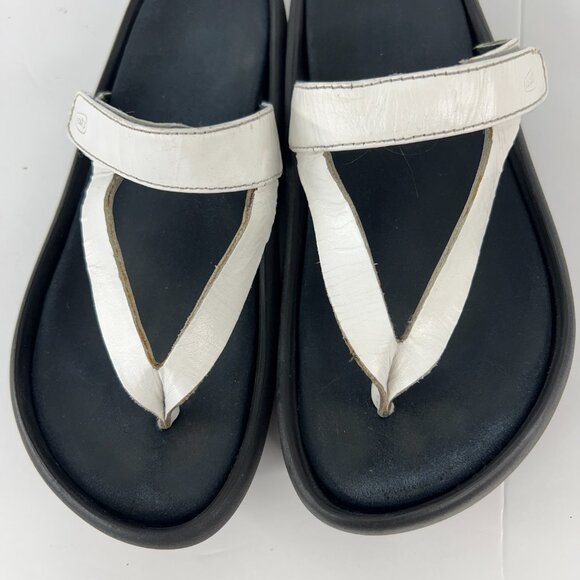 Sz 38EU Wolky Tahiti White Leather Slip On Flip Flop Thong Sandals - Picture 4 of 15